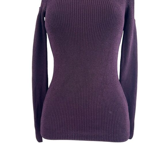 Aritzia Wilfred Bonnard Stretch Knit Cold Shoulder Sweater Noble Plum Size XS - Picture 6 of 13